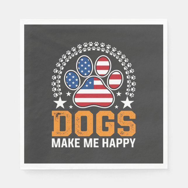 Servilleta De Papel Vector de huella de pata de perros patrióticos (Anverso)