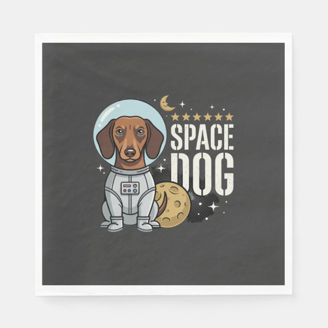 Servilleta De Papel Vector perro espacial astronauta Dachshund (Anverso)