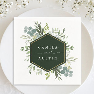 Servilleta De Papel Vegetación acuarela Boda Hexagon Gold