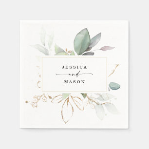 Servilleta De Papel Vegetación acuática con Boda Sage y Gold