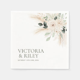 Servilleta De Papel Vegetación Boda Floral Blanco VICTORIA