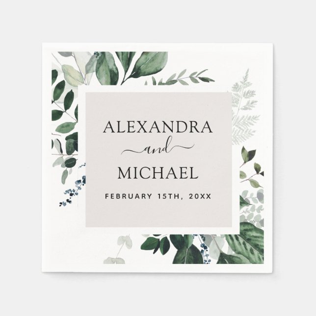 Servilleta De Papel Vegetación botánica Foliage Boda Napk (Anverso)