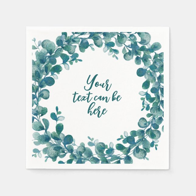 Servilleta De Papel Vegetación de eucalipto acuarela (Anverso)