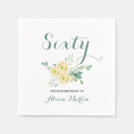 Servilleta De Papel Vegetación de la rosa blanca Sesenta cumpleaños