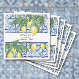 Servilleta De Papel Vegetación de limón Floral Blue Elegal Bridal