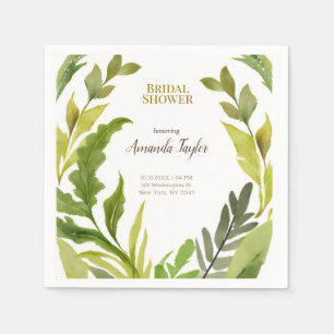 Servilleta De Papel Vegetación Floral Acuarela Elegante Ducha Bridal
