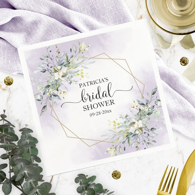 Servilleta De Papel Vegetación Geométrica Wreath Bridal Shower Napkins (Subido por el creador)