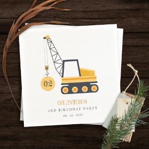 Servilleta De Papel Vehículo Cute Construction Crane Cualquier Cumple