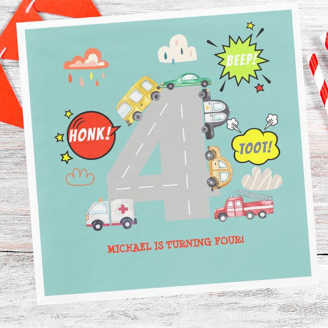 Servilleta De Papel Vehículos de pitido de hongos para el cumpleaños d (Subido por el creador)