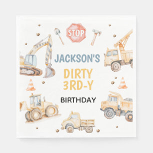 Servilleta De Papel Vehículos Yellow Construction Dirty 3rdy Cumpleaño
