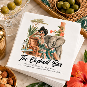 Servilleta De Papel Velada de cumpleaños con elefante de safari vintag