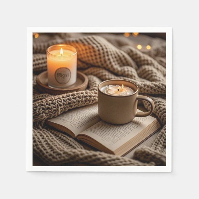 Servilleta De Papel Velas cálidas y acogedoras para una noche tranquil (Anverso)