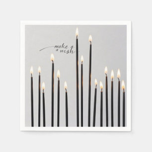 Servilleta De Papel Velas con llamas de línea negra lit minimalista