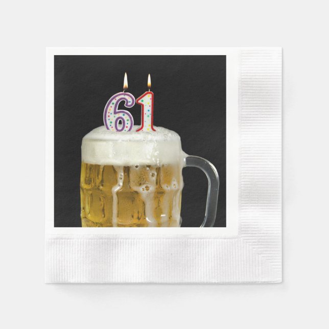 Servilleta De Papel velas de 61 años en la cerveza (Anverso)