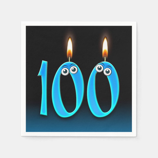Servilleta De Papel Velas de cumpleaños 100 con ojos (Anverso)
