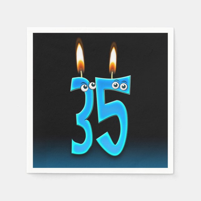 Servilleta De Papel Velas de cumpleaños 35 con ojos (Anverso)