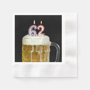 Servilleta De Papel velas de cumpleaños 62 en cerveza