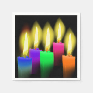 Servilleta De Papel Velas de cumpleaños arcoiris en negro