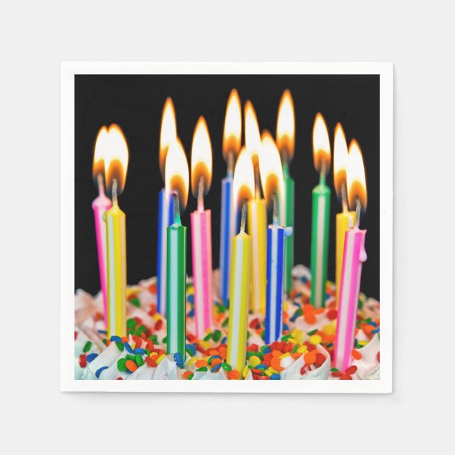 Servilleta De Papel Velas De Cumpleaños En Pastel (Anverso)