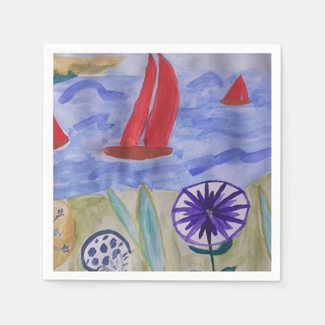 Servilleta De Papel Velas Rojas & Flores   (Anverso)