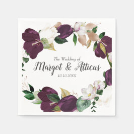 Servilleta De Papel Velvet Magnolia Wreath Plum Boda