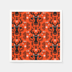 Servilleta De Papel Venado de arte popular escandinavo moderno