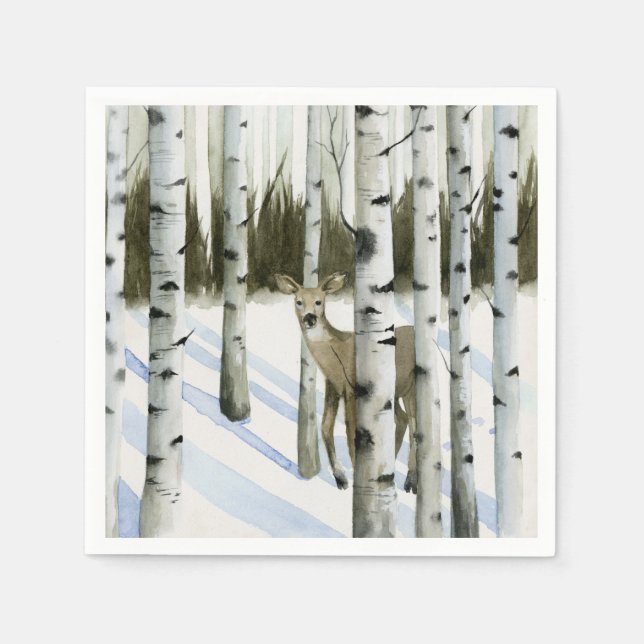 Servilleta De Papel Venado en la nieve (Anverso)