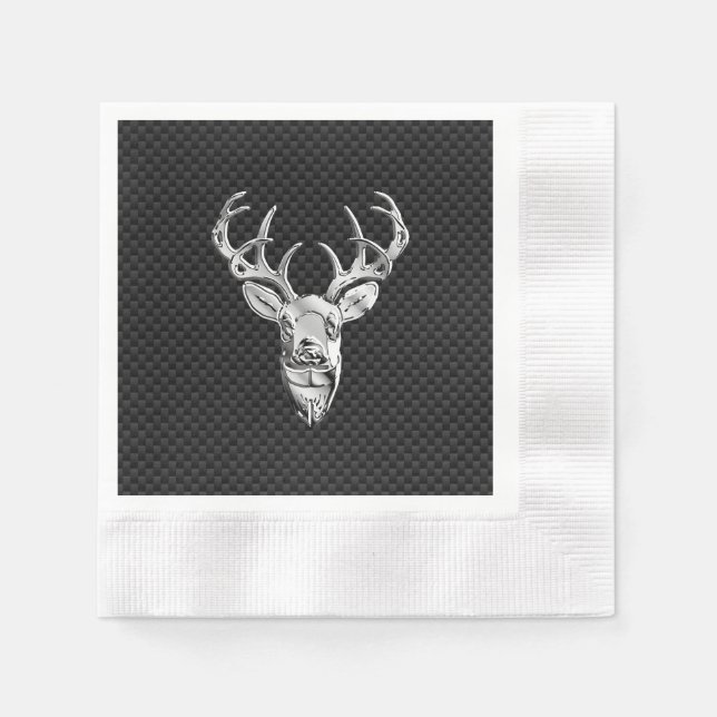 Servilleta De Papel Venado plateado de estilo con fibra de carbono (Anverso)
