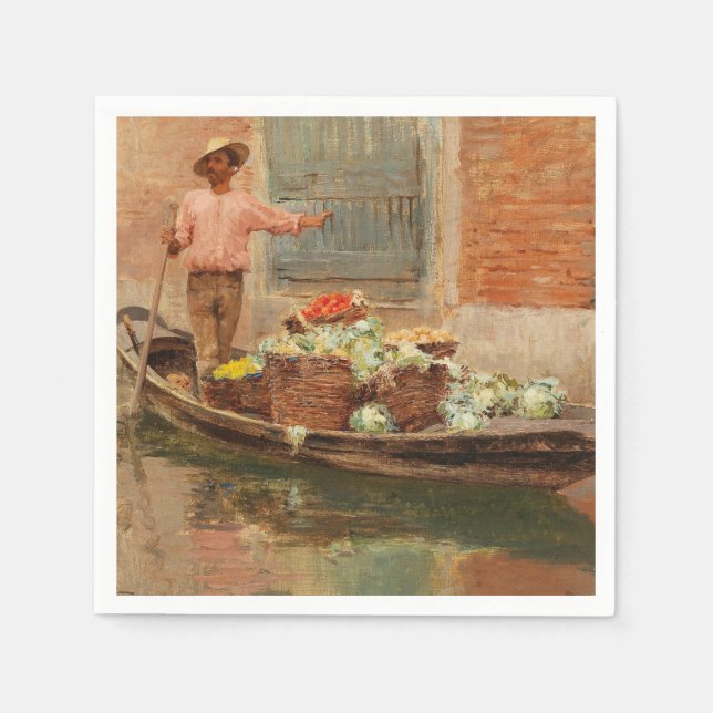 Servilleta De Papel Vendedor de verduras en Venecia (por Vincenzo Capr (Anverso)