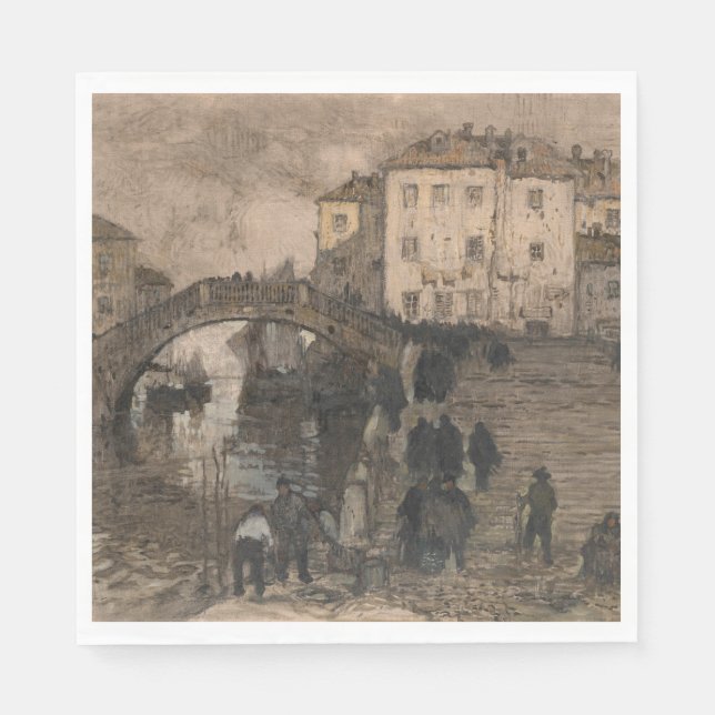Servilleta De Papel Venecia, Italia (paisaje veneciano vintage) (Anverso)