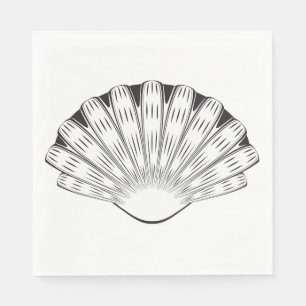 Servilleta De Papel Venera de concha minimalista negra y blanca