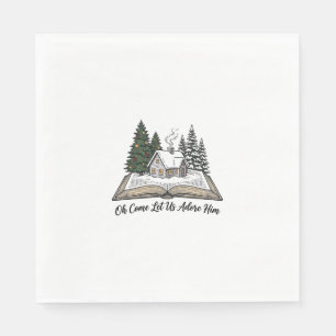 Servilleta De Papel Venid Adoremos Diseño de Libro de Navidad_1