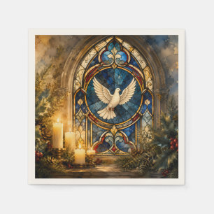 Servilleta De Papel Ventana de Navidad de Paloma de Vidrio Emplomado