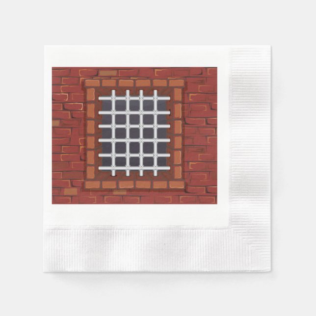 Servilleta De Papel Ventanilla cortada en pared de ladrillo (Anverso)