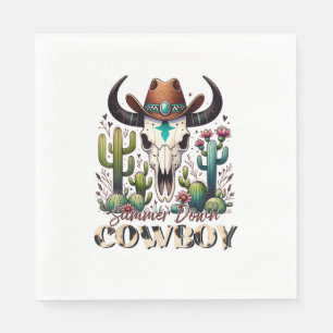 Servilleta De Papel Verano abajo Cowboy Cow Skull cactus occidental