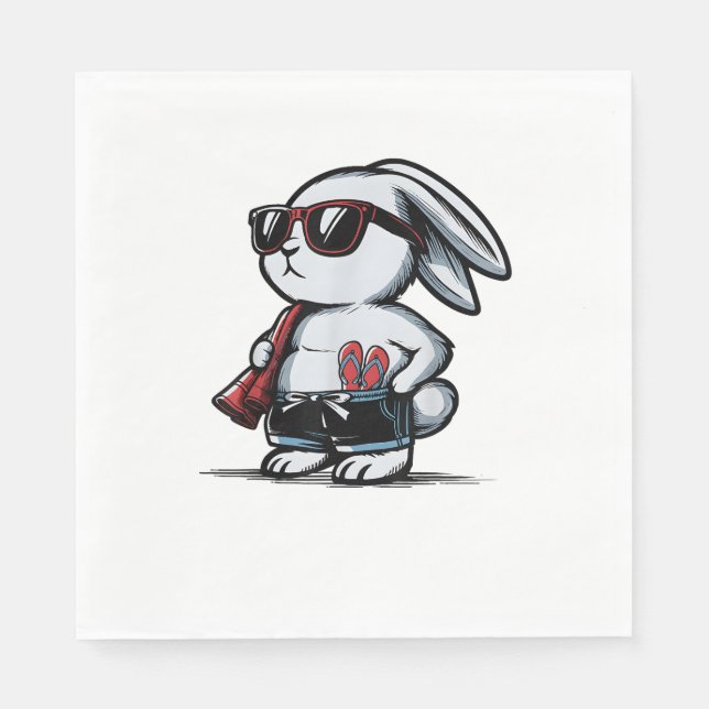 Servilleta De Papel Verano Beach Rabbit Bunny Beach-Goer (Anverso)