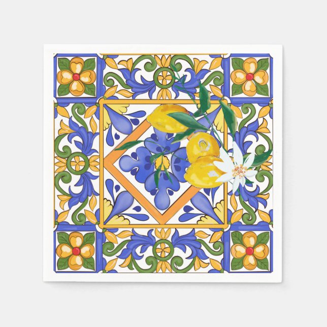 Servilleta De Papel Verano,cítricos,siciliano,estilo mediterráneo,limó (Anverso)