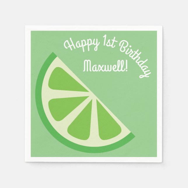 Servilleta De Papel Verano de cumpleaños de Citrus Slice Kid (Anverso)