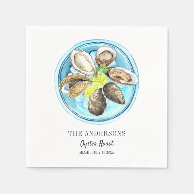 Servilleta De Papel Verano de cumpleaños de ostras costeras (Anverso)