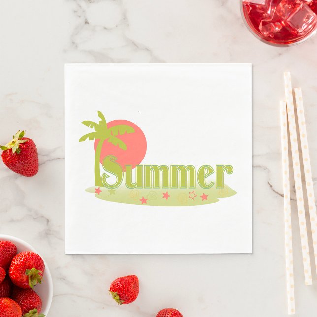 Servilleta De Papel Verano de palmera con sol y playa (Subido por el creador)