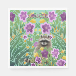 Servilleta De Papel Verano Floral Mapache