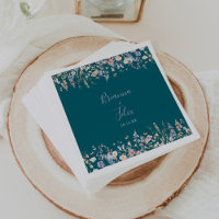 Verano Multicolor Flor silvestre Boda verde Napkin