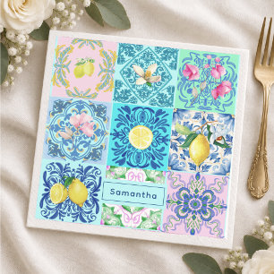Servilleta De Papel Verano siciliano turquesa colorido azulejo Amalfi
