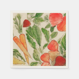 Servilleta De Papel Verano Vegetable acuarela jardín zanahorias remola