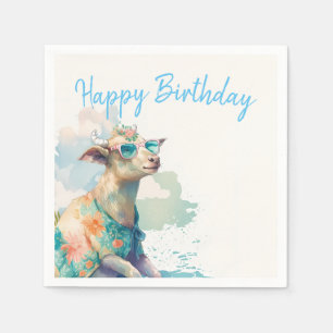 Servilleta De Papel Verano Vibes acuarela Cabra - Feliz cumpleaños