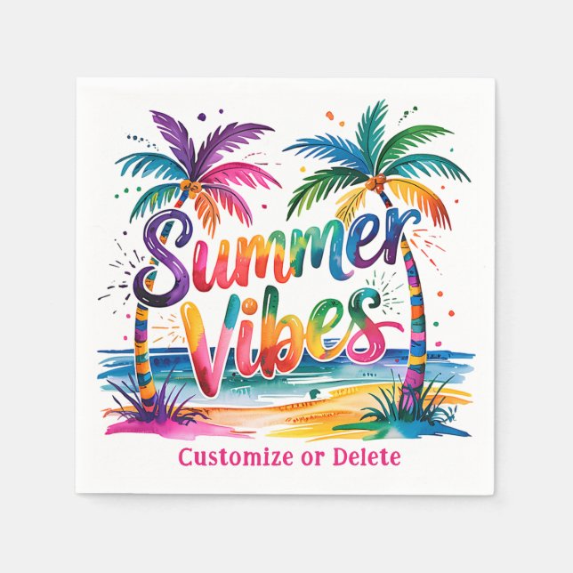 Servilleta De Papel Verano Vibes Tropical Palm Tree Ocean personalizad (Anverso)