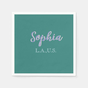 Servilleta De Papel VERDE agregar nombre chica jefa texto MORADO elega