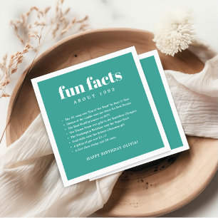 Servilleta De Papel Verde azulado Blue Modern Minimal Fun Facts Cumple
