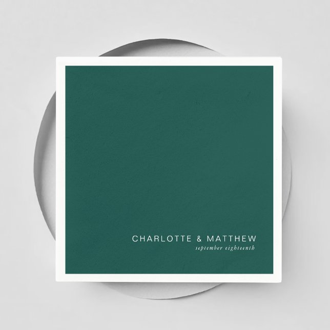 Servilleta De Papel Verde azulado moderno (Customer specific, beautiful, modern, minimal, teal, wedding napkins.)