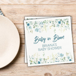 Servilleta De Papel Verde azulado Wildflowers Boy Baby Shower